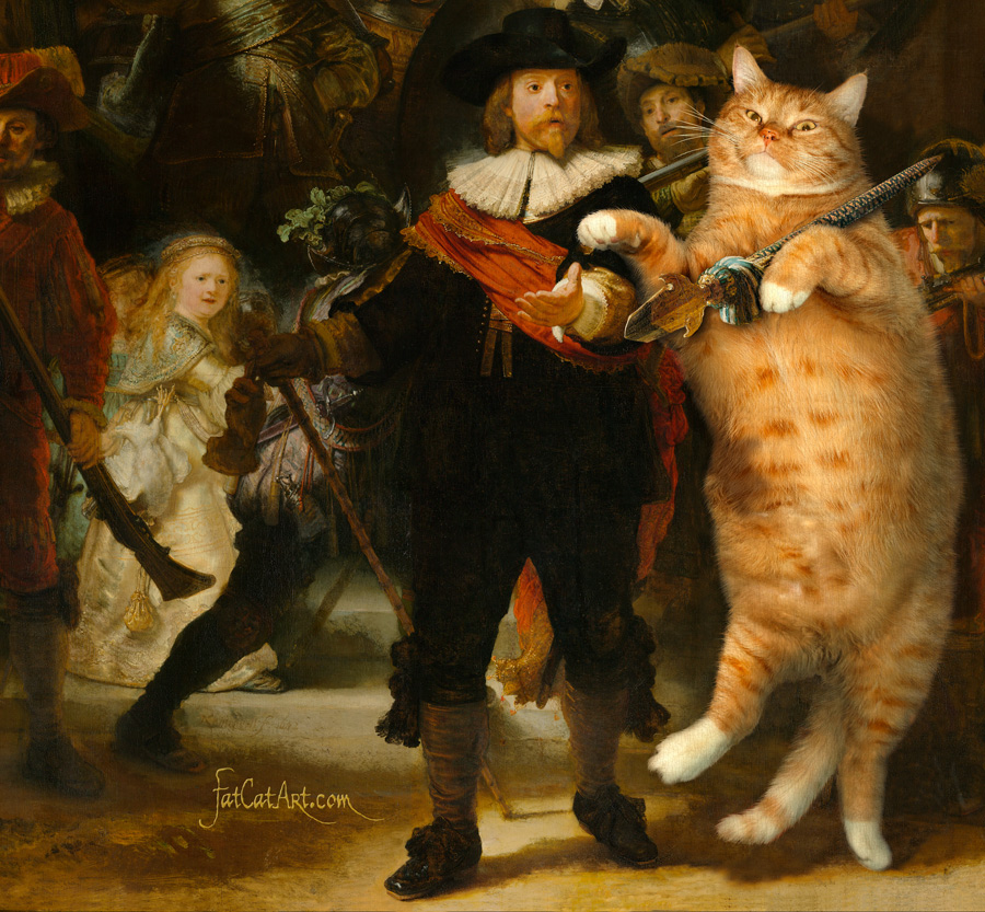 Rembrandt, The Night Watch, detail Rembrandt Harmenszoon van Rijn, The Night Watch (Company of Frans Banning Cocq and the Cat), detail